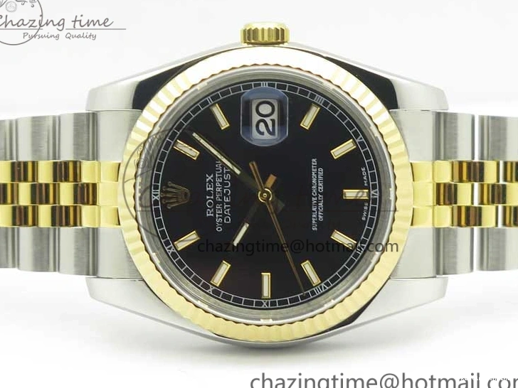 0413 DateJust 36 SS YG 126233 ARF 1:1 Best Edition Black Dial Stick Markers on SS YG Jubilee Bracelet SH ModernLook 3432